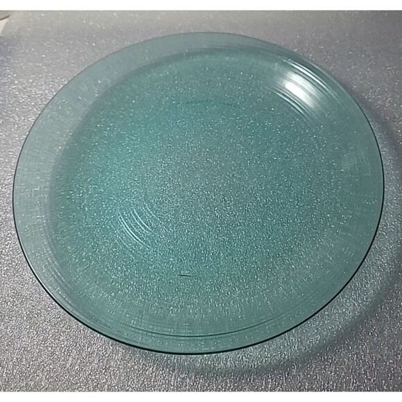 Set of 8 Arcoroc France Green Teal Glass Salad Dessert Plate Ribbed 7.5" - Picture 3 of 10